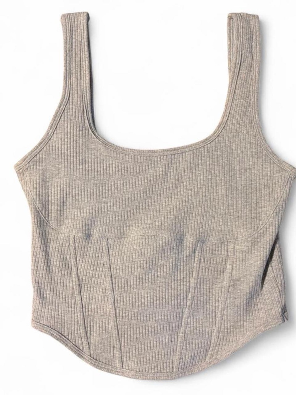 PINK Victoria's Secret Ribbed Corset Crop Top Grey L